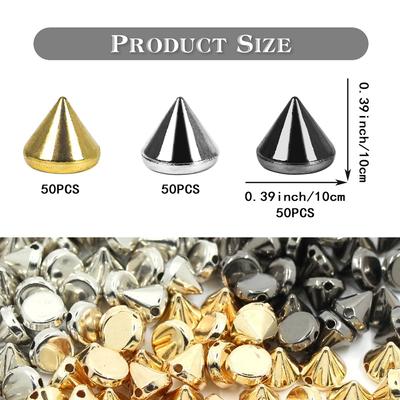 150 stuks Punk Kogelklinknagels Kegelpunt Spikes Noppen Kralen Handwerk DIY Punk Spikes Spots Noppen Accessoires Voor Kleding Schoenen Handtas