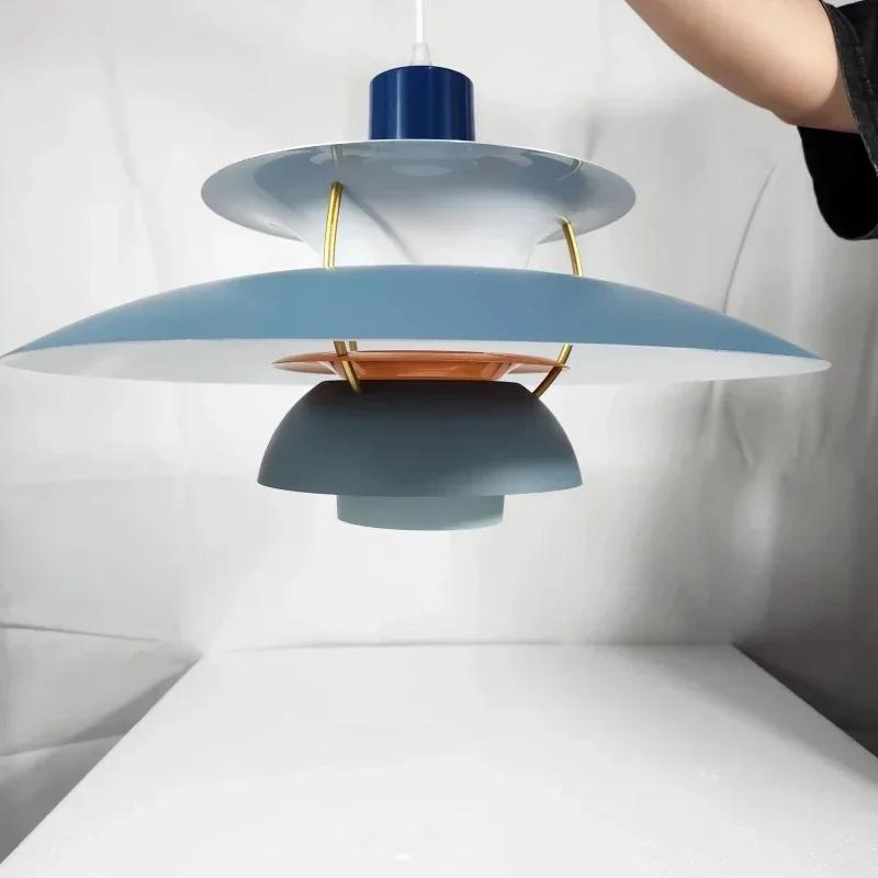 Danish Design Iron Pendant Light E27 LED Chandelier Nordic Colorful Umbrella Lamp Dinning Table Ceiling Decor Kitchen Droplight