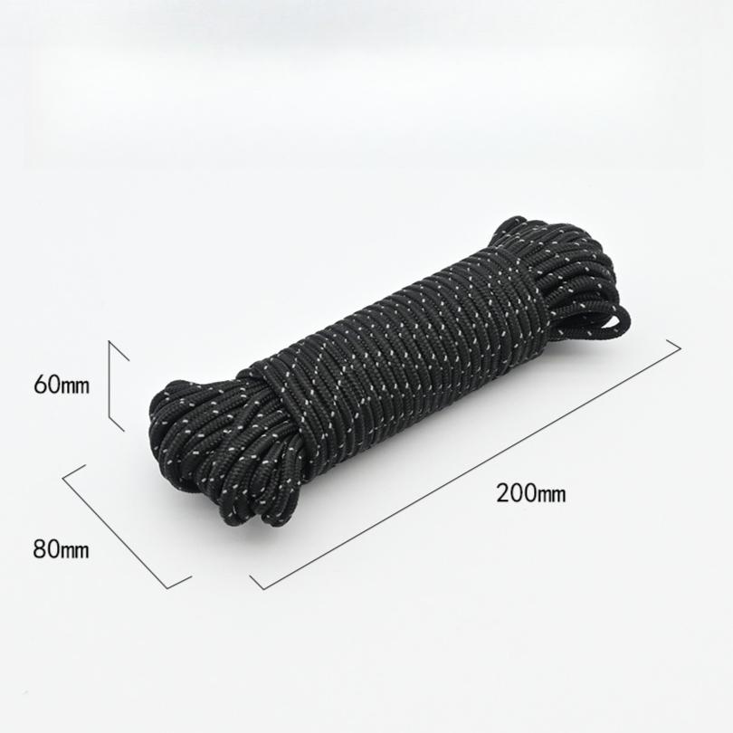 20 Meter Tent Windproof Rope Reflective Camp Rope Windproof Rope Canopy Sunshade Pole Ground Nail Fixing Pull Rope 4mm Thick