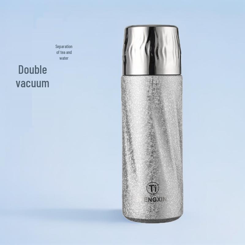 Titanium-Plated Dual-Layer Vacuum Insulated Cup with Dual-Use Lid and Tea Separator - Ideal Business Gift Set