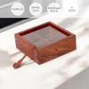 Wooden Spice Box with 4 Partitions & Spoon, Spice Container for Kitchen, Masala Dabba, Namakdani for Kitchen