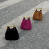 2025 Chic Designer Vintage Women Suede Frosted Leather Bucket Handbag Luxury Metal Handle Tote Bag Trendy Commuter Crossbody Bag