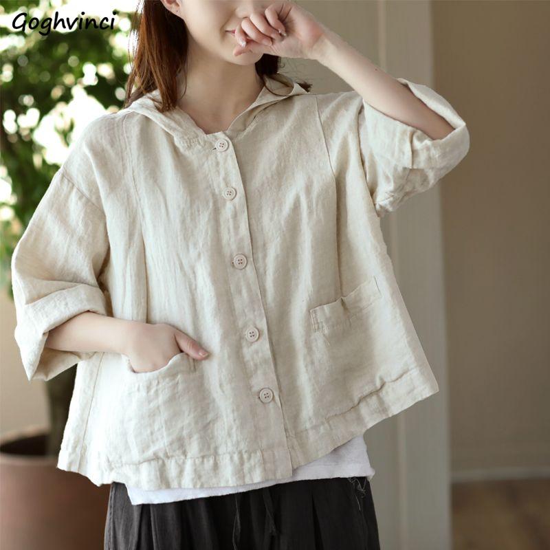 

Jackets Women Vintage Loose Casual Solid All-match Spring Sunscreen Thin Breathable Japaneses Style Female Gentle Literary 4XL абрикосовий