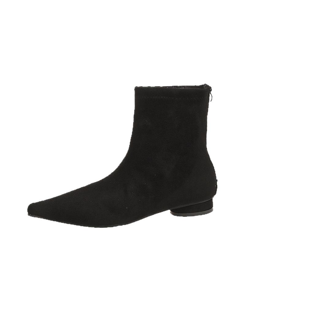 Inner height-increasing suede pointed short boots for women 2025 autumn and winter new women's boots Korean version thin boots fashion boots for women