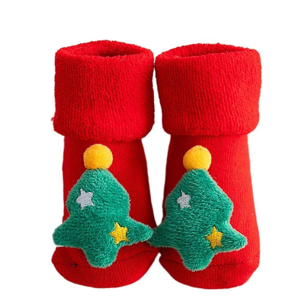 Tree Santa Claus Thicken Kids Cotton Socks Infant Short Socks Baby Christmas Socks Floor Socks