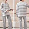 Paar Pyjama-Sets Damen Frühling Herbst Draußen Baumwolle Gestreift Langärmlig Homewear Herren Lässig Einfach Große Größe Loungewear