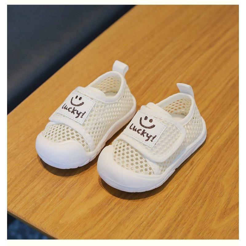 

Baby Walking Shoes Toes Capped Anti-kicked Kids Casual Shoes Mesh Breathable 2025 Summer New Boys Girls First Walkers Hook&loop 15 бежевый