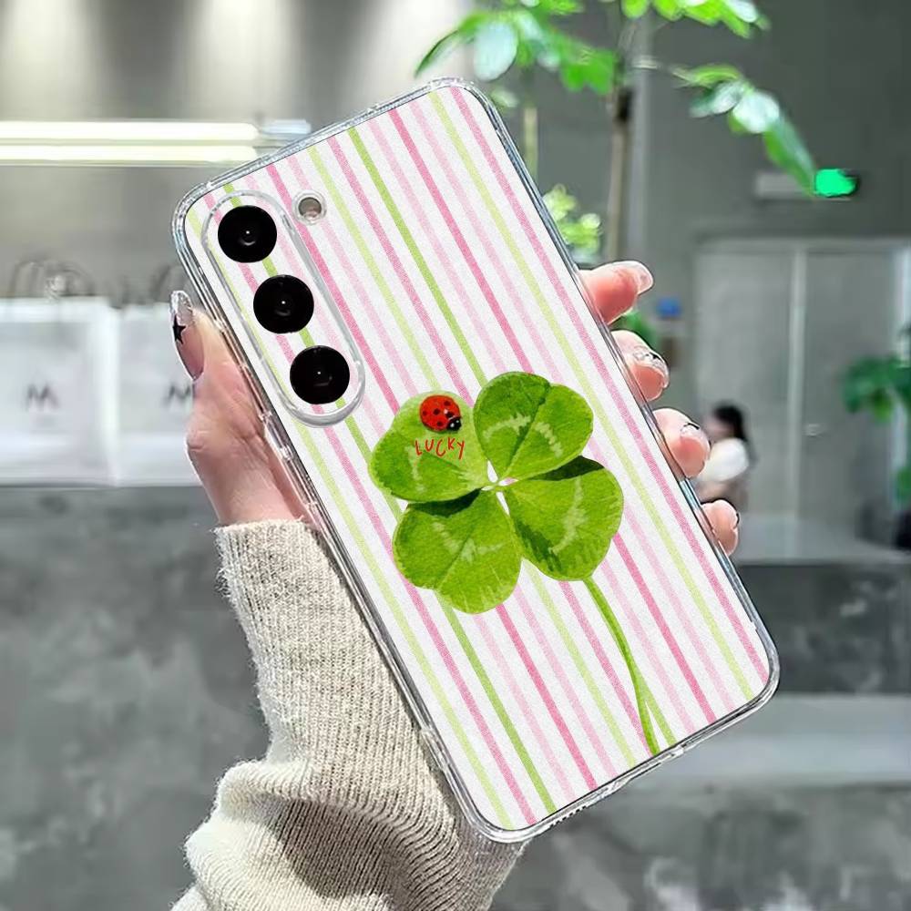 Four L-leaf clover Phone Case For Samsung Galaxy A91,80,73,72 ,71,53,52,32 ,31,22,21s,20,Transparent Case