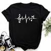 Nowa koszulka Harajuku Funny Music Note Art T Shirt Fashion Women T Shirt Music Tops Short Sleeves Black T-shirt Ladies Casual Tees Top