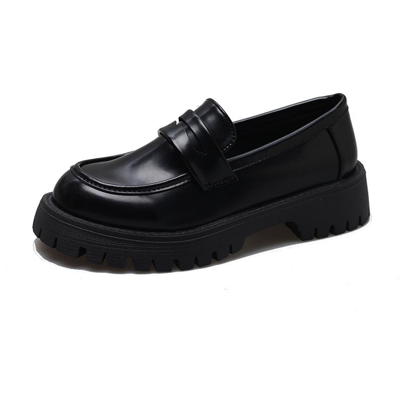 Spring & Fall Large Size Platform Loafers: Thick Sole, Solid Color Slip-On Casual Shoes for European & American Fashion.