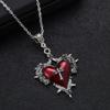 Gotiskt törnkors ros stort hjärta hänge halsband för kvinnor män vintage trend halloweenfest zirkon gåva