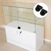 2Pcs Glass Jewelry Case Lock No Drill High Strength Alloy Showcase Cabinet Lock Silver for Glass Under 8Mm Mall Display Security
