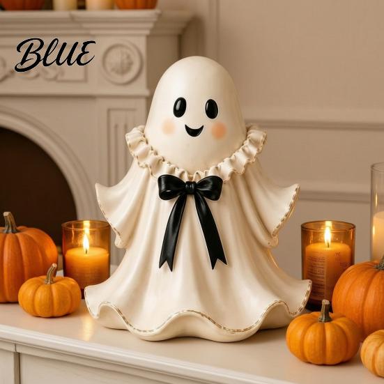 Ghost Figurine for Fireplace Halloween Resin with Wicker Basket Cute Tabletop Unique Gift Ideas Decor Holiday Ornament Organizer Entryway