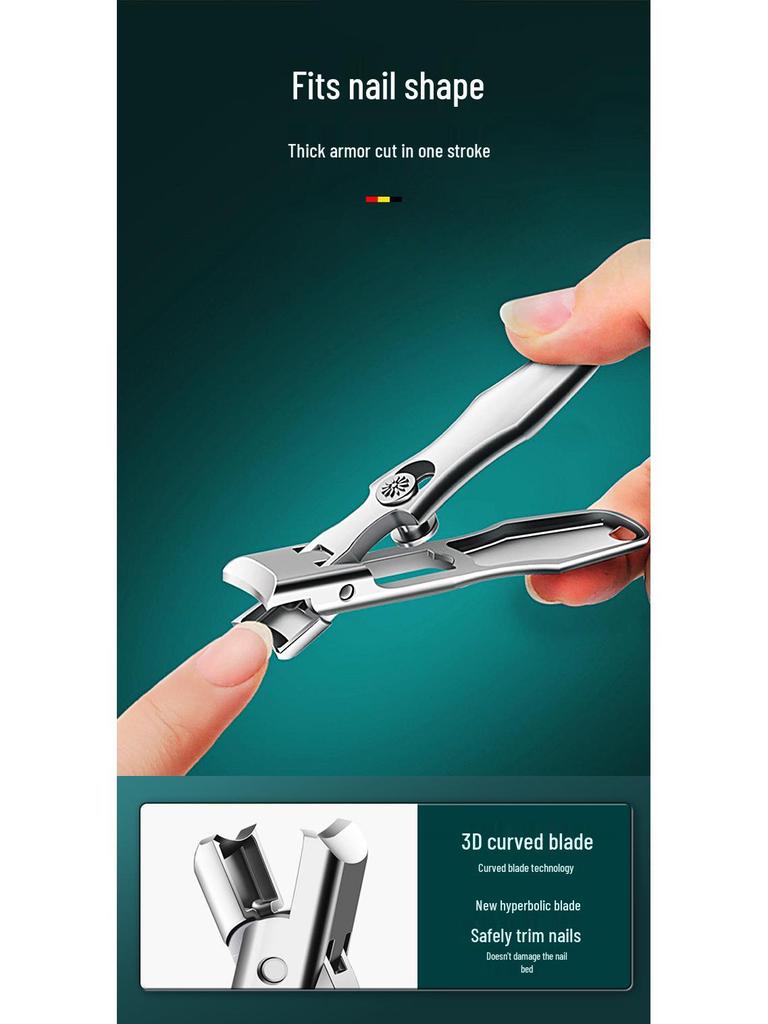 Anti-Splash Self-Locking Nail Clippers for Thick Toenails, Large Opening, 3CR13 Steel