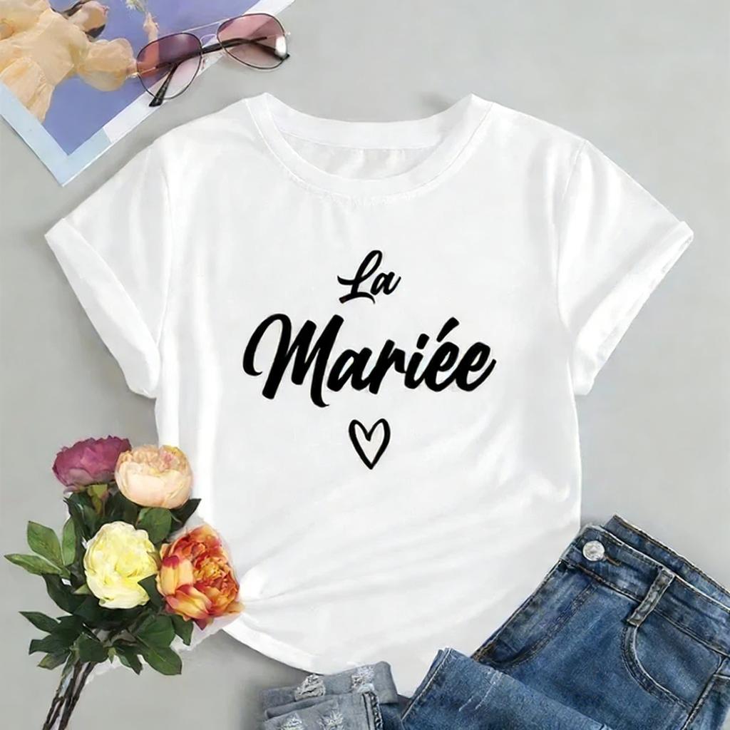 Wedding Queue Pattern Print Cotton Tshirt 2026 Summer New Style Casual and Comfortable for Both Unisex and Women