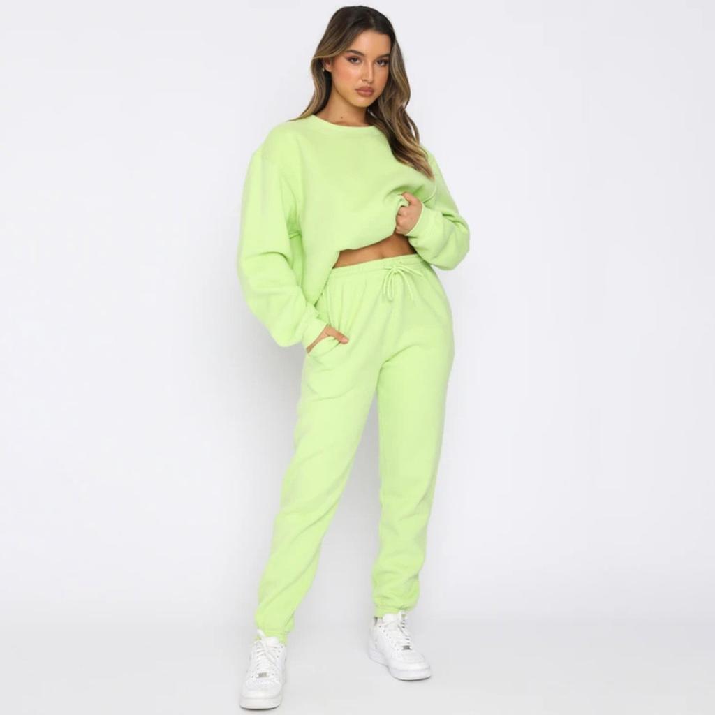 Autumn Women's Tracksuit O-neck Oversize Classic Solid Sweatshirts Two Piece Set Women Casual Trouser Suits for Women Streetwear