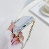For iPhone 15 Pro Max Case Glittery Powder Acrylic + TPU Phone Cover with Pearl Bead Strap