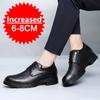 Men's Leather Heightening Shoes Comfort Lace Up Casual Elevator Shoes Commerce Breathable Height Increase Insole 8CM Sport Shoes