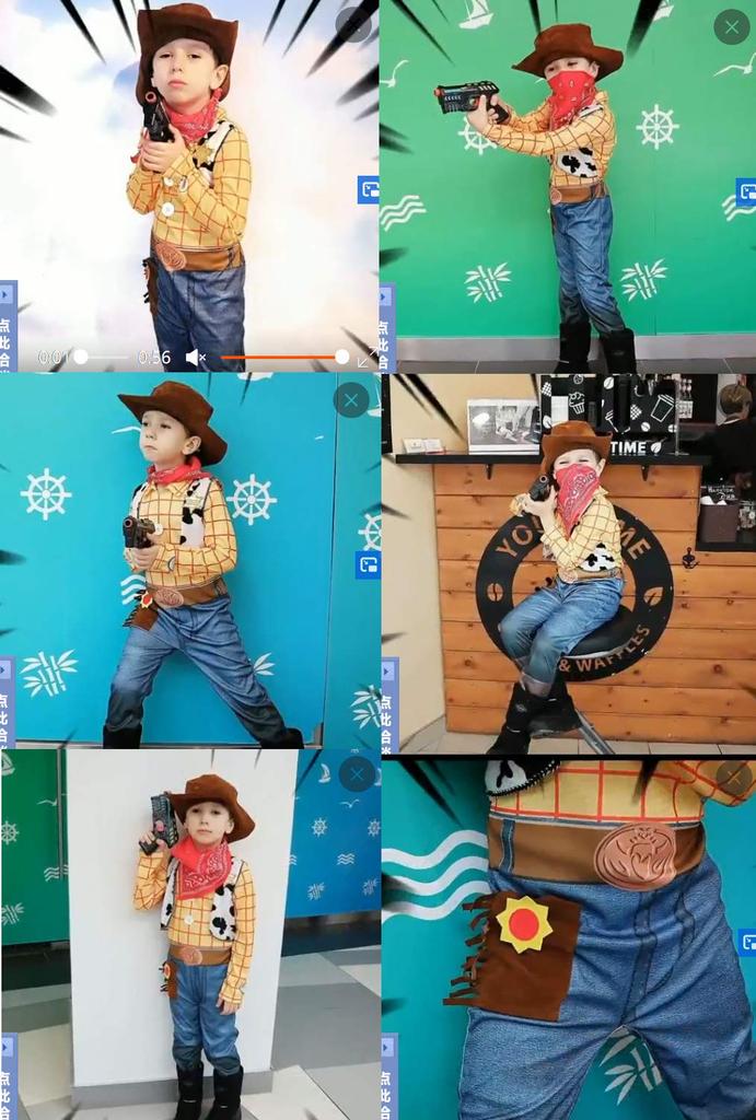 S&C Live cosplay Halloween Costume, Kids' Woody Costume for Boys, with Cowboy Hat, Bandana, and Yellow Floral Woody Costume, Perfect for Halloween,