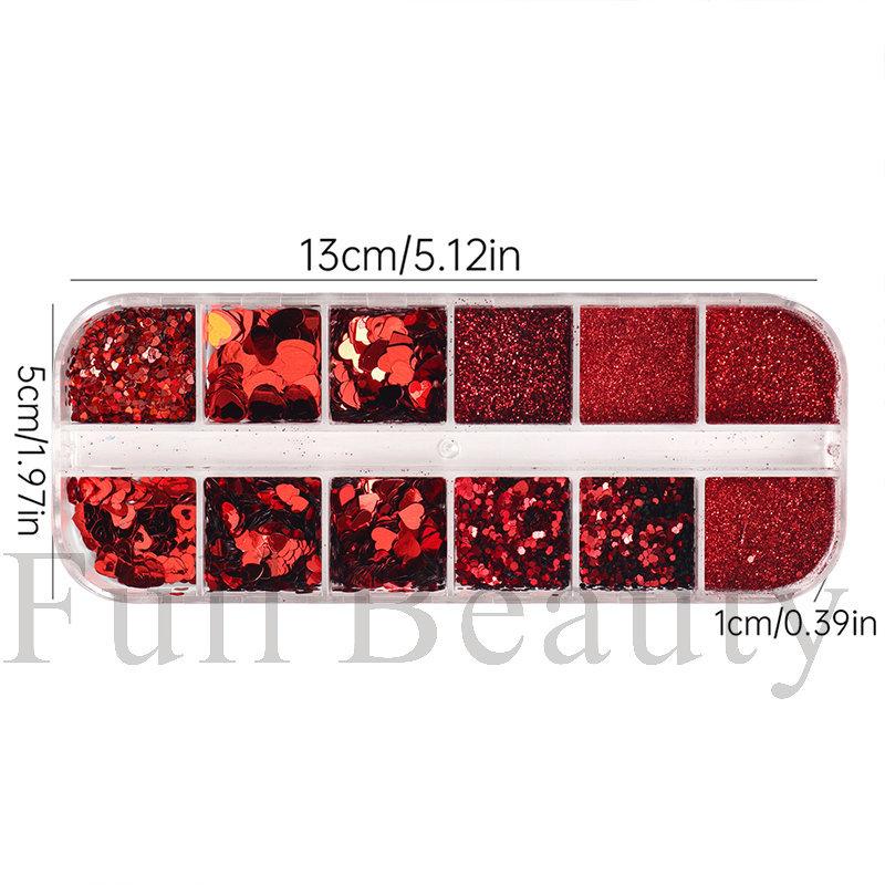 Nail Sequins 12 Romantic Valentine's Day Glitter Pink Love Sequins Boxed Nail Sequins