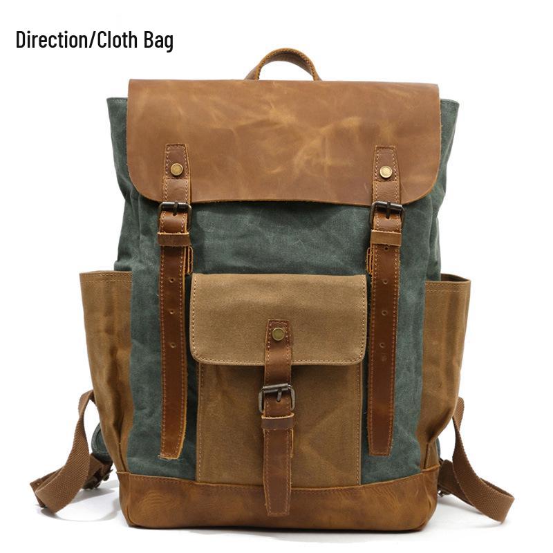 Vintage Canvas & Leather Waterproof Outdoor Backpack - Men's Laptop & Travel Rucksack