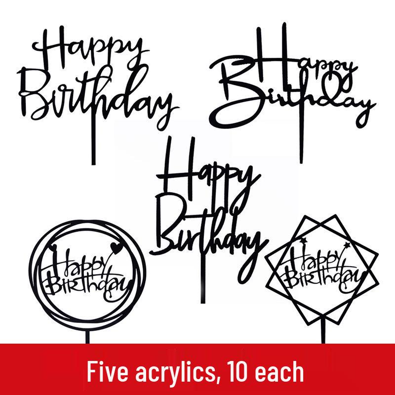 50-Pack Acrylic 'Happy Birthday' Cake Toppers - Popular Party Decorations with Free Shipping