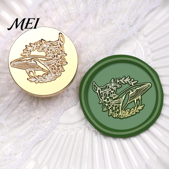 Gift Package Seal Brass Wax Stamp Head, Vintage European Embossed Relief Engraved Wedding Invitation Sealing Head for Envelope Journal Wrapping Retro