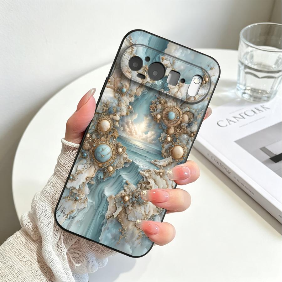 Aqua Gold Agate Case for Google Pixel 11 pro 11ProXL 9a 8a 6a 7a 10a 6 7 8 Pro 10 9 Pro XL Funda Phone Cover