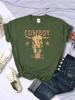 Summer Womans TShirts Vintage Simple Cowboy Printing Tops Breathable Soft ONeck Short Sleeve Casual Cartoons Female Clothes