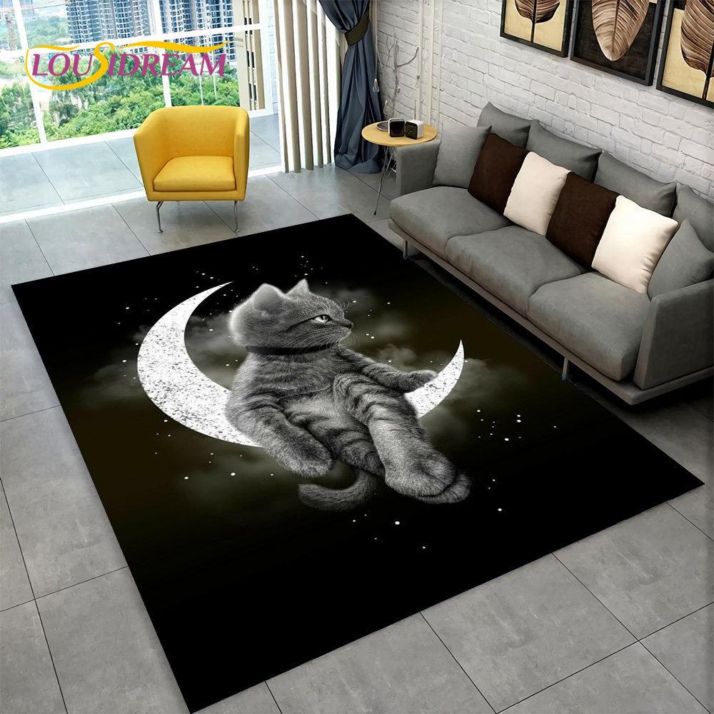 Cartoon Cute Cat Area Rug Large,Carpet Rug for Living Room Bedroom Sofa Doormat Kitchen Decoration,Child Non-slip Floor Mat