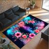 Floral Theme Crystal Velvet Rug Personalized Custom Name Text Soft Floor Mat Home Decor
