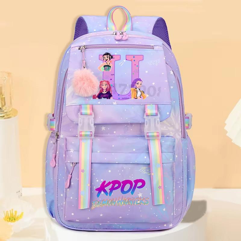 Campus Trend Animation Cartoon Letter Printing Backpack Lightweight Ridge Protection Large Capacity Student School Bag