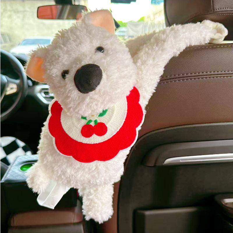 Cartoon Plush Monkey Tissue Box - Cute Car Hanging Pull-Out Cover