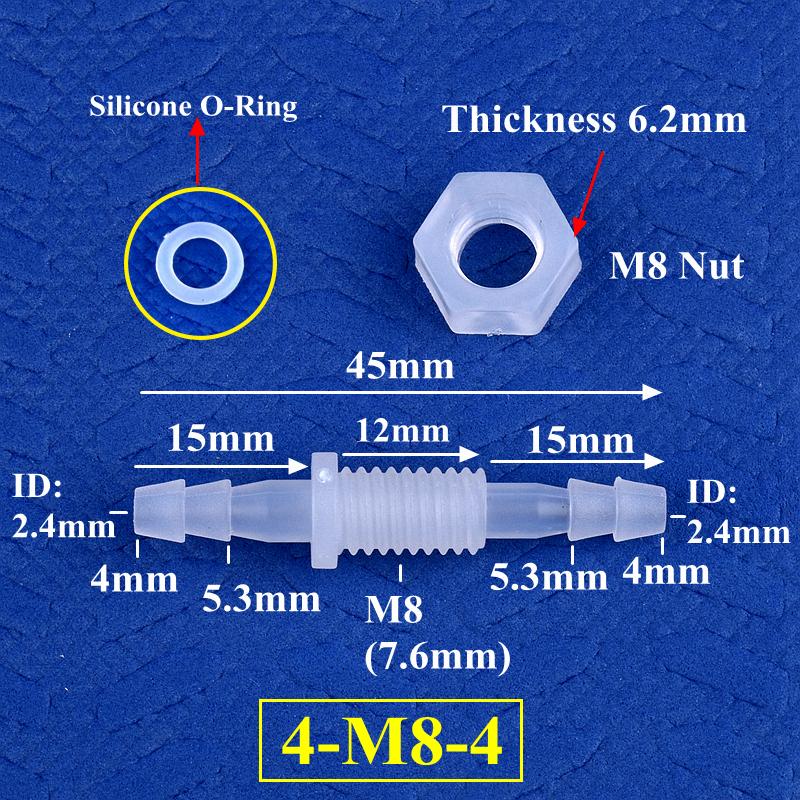 3~12mm Racord Bulkhead PP Pagoda Conector Direct Cu Piuliță Filet M6-16 O-Ring Irigare Grădină Acvariu Rezervor Pompă Aer Furtun Racord