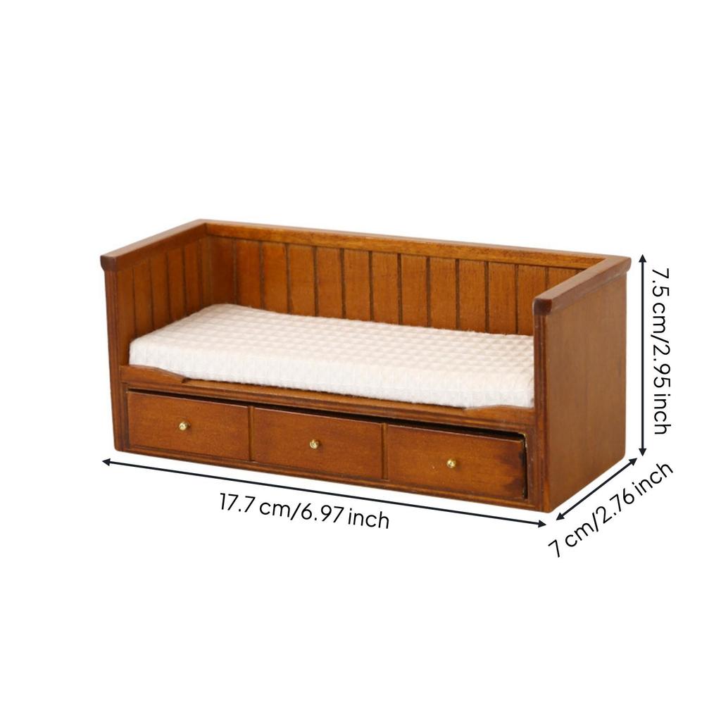 1 12 Scale Miniature Bed for Dollhouse Wooden Bedroom Furniture Decor Classic