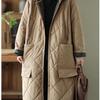 Large Ling Ge Hooded Winter Cotton Jacket for Women Loose and Casual Medium To Long Style