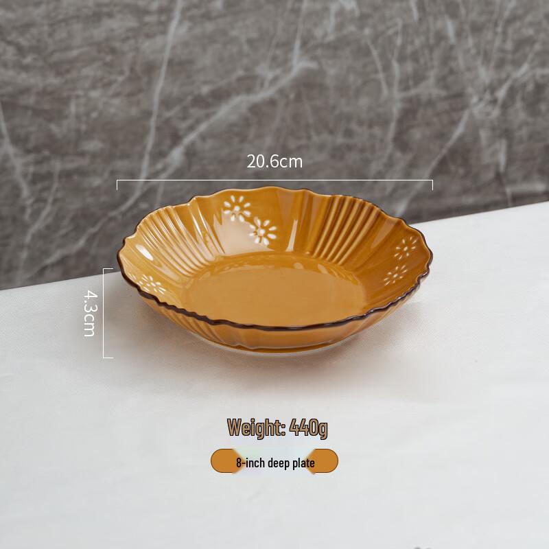 

ZISIZ Vintage Underglaze Ceramic Deep Plate