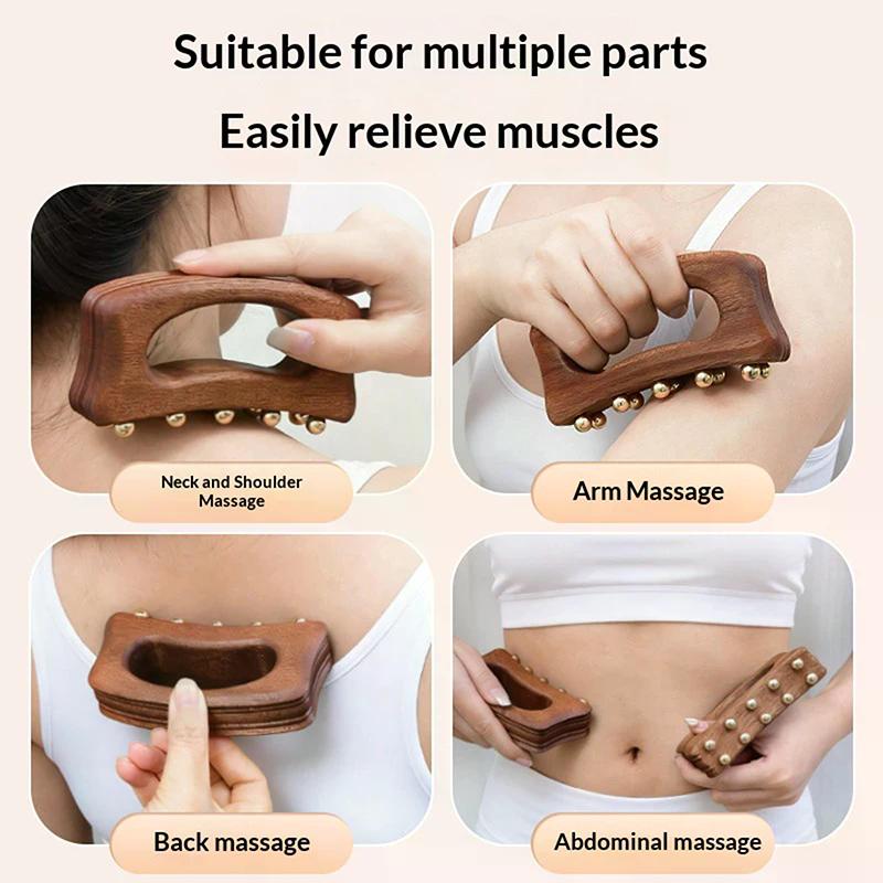 Large Scraping Board Wood Therapy Massage Board Brass Beads Massager Wooden Body Brush For Itchy Skin Relief And Body