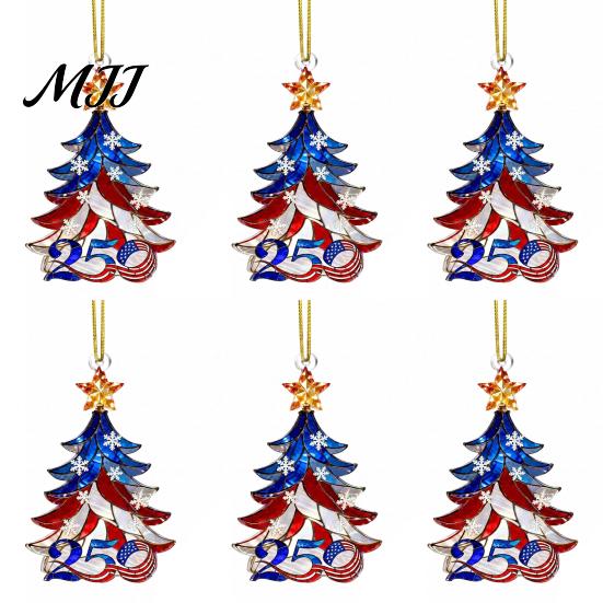 Clear Acrylic Commemorative Art 250 Anniversary USA Christmas Ornament, America Years Patriotic Tree Unique Hanging Accessory Decoration, 1776-2026 2D