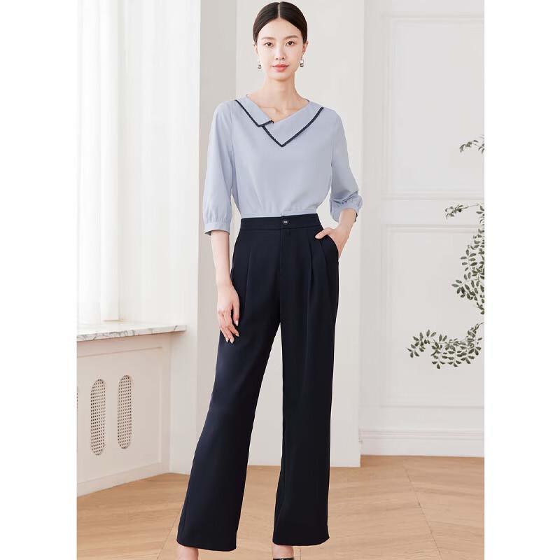 JESSIE Women's High-Waist Wrinkle-Resistant Twill Wide-Leg Trousers
