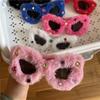 Exaggerated Fluffy Cat Eye Glasses Colorful Rhinestone Decor Eyewear Female Vintage Party Plush Eyeglasses Funny Photo Props
