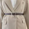 Womens Minimalist Style Waist Belt Elliptical Metal Buckle Dress Belt Shapewear