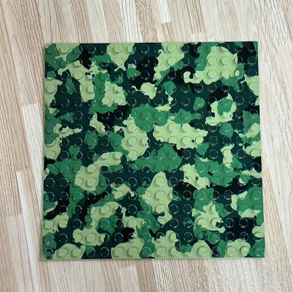 Building Block Baseplate 16 * 16 Single-Sided Baseplate Desert Military Jungle Camouflage Assembled Doll Building Block Baseplate