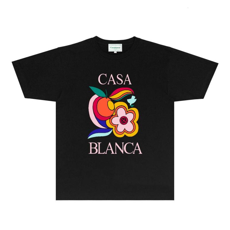 CASA Casablanca Short Sleeve T Shirt Couples Star Castle Letter Print Casual Loose Fit