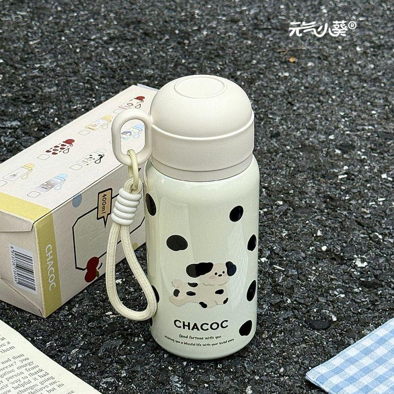 

Student Cute Large Capacity Vacuum Cup Girl Good-looking 2025 New 316 Stainless Steel Water Cup with Straw Black and White Dalmatian-500Ml