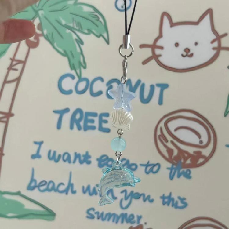 Fashion Beaded Pendant Keychain for Women and Girls Dolphin Phone Charm Keyring Stylish Bag Purse Backpack Accessory