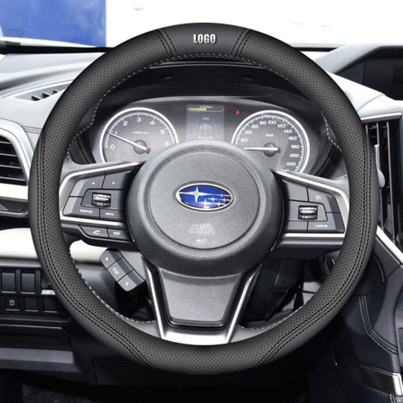Universal Leather Steering Wheel Cover Subaru Forester Legacy Outback Impreza XV BRZ 38cm Diameter Sport Style