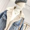 2025 Women's Winter Reversible Fleece-Lined Denim Jacket - Korean Style, Loose Fit, Lambswool, Casual Versatile Coat Trend