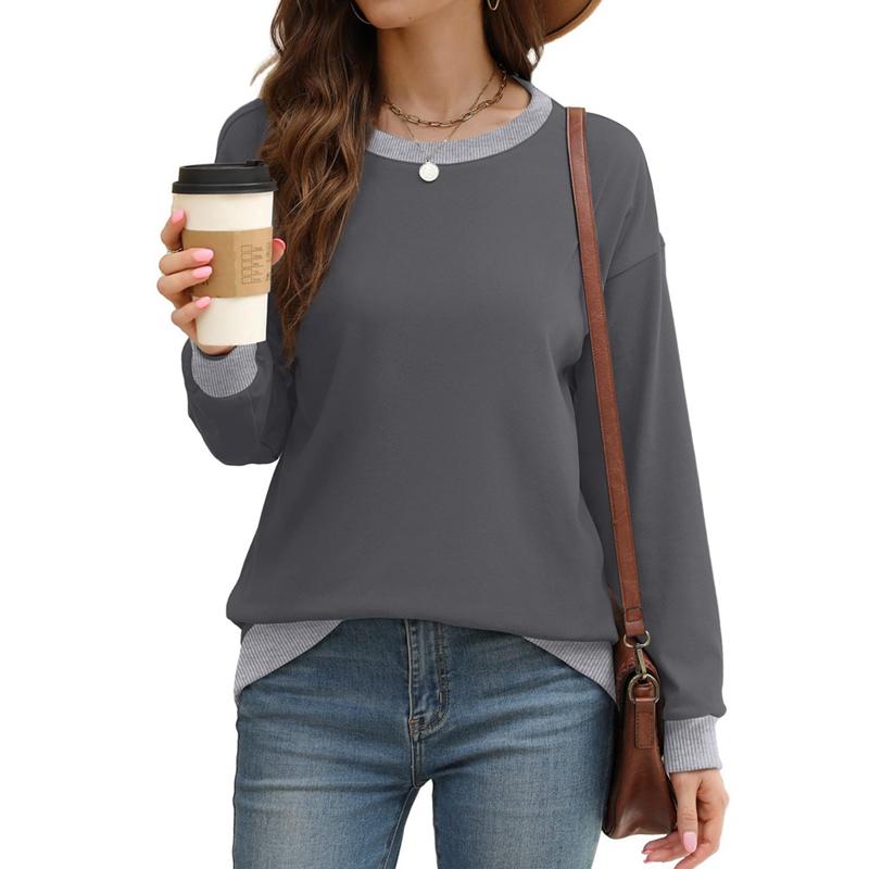 Autumn and Winter Women Round Neck Loose Long Sleeve Sweatshirt Casual Top