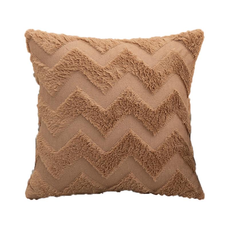 Solid Color Geometric Embroidered Plush Sofa Pillowcase